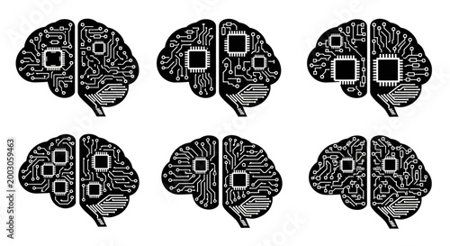 Digital Brain Circuit Board AI Chip Technology Concept