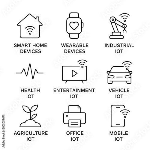 Internet of things icons for smart home, wearable, and industrial applications
