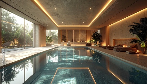 Luxurious Indoor Pool with Modern Architecture.