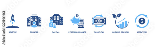 Tableau sur toile Bootstrapping banner web icon vector illustration concept with icon of startup,
