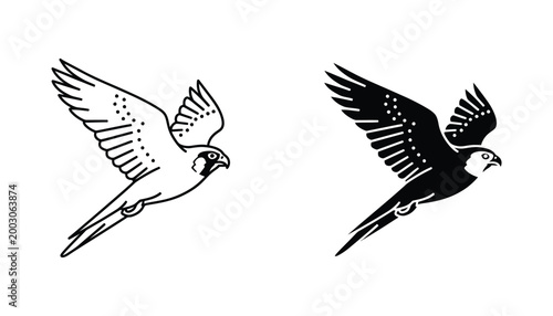 Majestic flying falcon illustration soaring with outstretched wings depicting grace and powerful flight