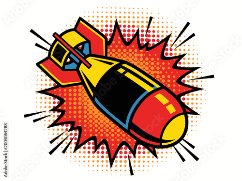 A clean flat vector illustration of a set of military rockets and missiles in different shapes and sizes