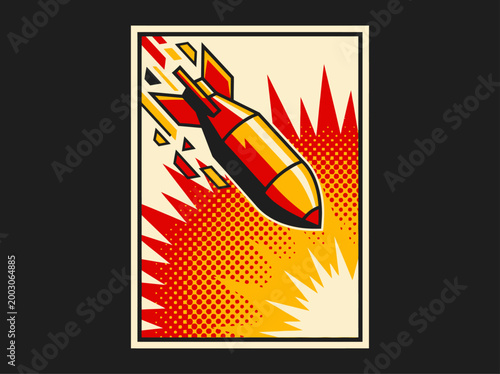 A clean flat vector illustration of a set of military rockets and missiles in different shapes and sizes