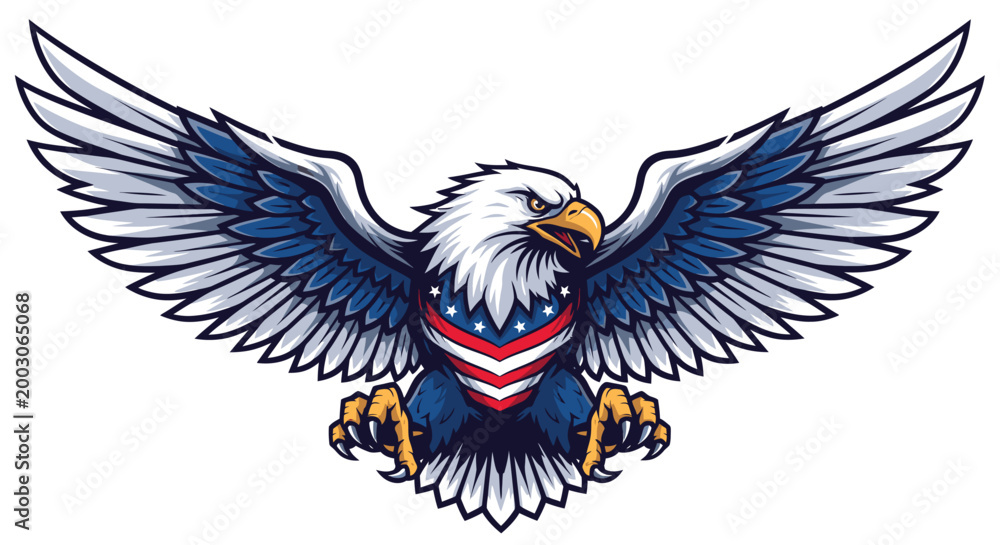 Fototapeta premium American Bald Eagle Spread Wings.