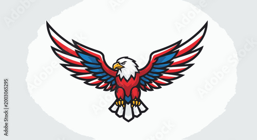 American Bald Eagle in Flight Spread 1.