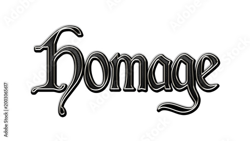 Obraz na plátne black metal 3d design of word Homage on white background.