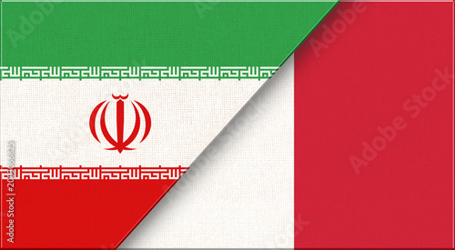 Tableau sur toile Double flag of Iran and Malta on fabric texture