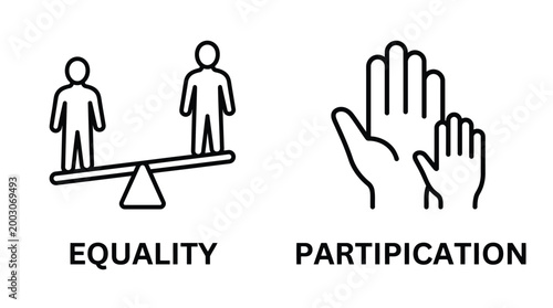 Konstfotografi Vector graphic illustration of Equality and participation concept with people ic