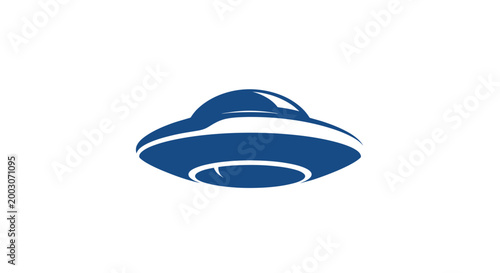 Retro Sci-Fi Flying Saucer Icon - Blue UFO Silhouette
