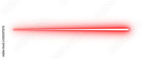 Neon glowing red long horizontal light beam flowing with speed. Electric radiant energy light motion with luminous glow effect. Vector illustration.