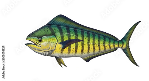 Vibrant Yellowfin Tuna Fish Side View