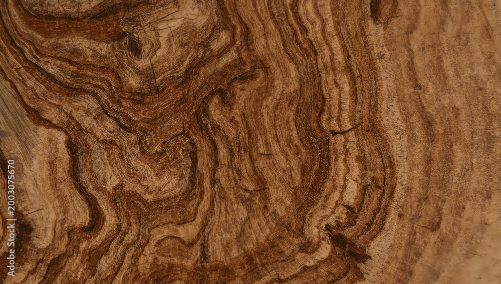 Naklejka premium Close-up shot of wood grain, showcasing natural patterns and textures