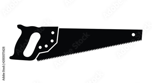 Hand saw silhouette on a white background