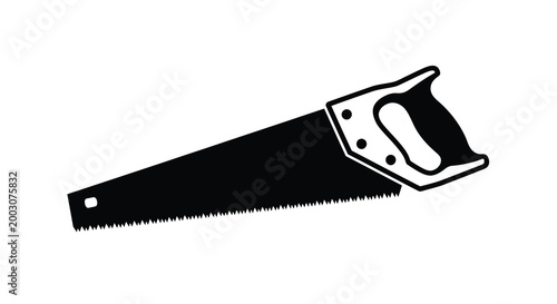 Hand saw silhouette on a white background