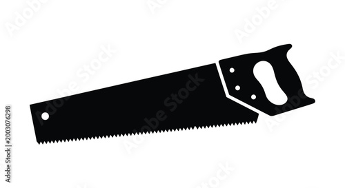Hand saw silhouette on a white background