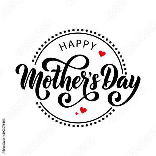 Beautiful Happy Mother's Day calligraphy in a circular frame. Perfect for cards or banners. Includes vector, JPG, and transparent PNG formats.