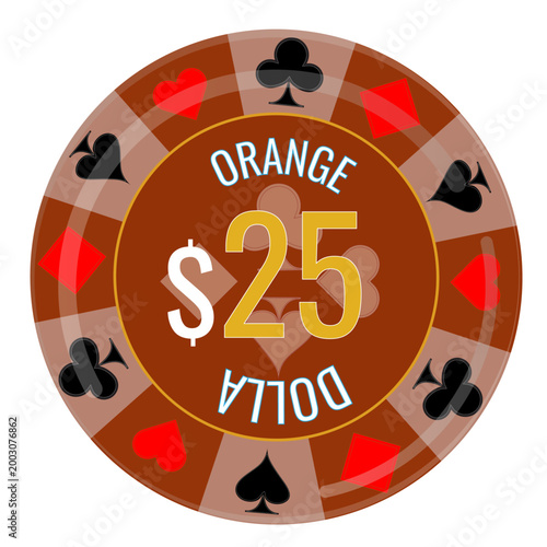Light purple casino poker chip with twenty five dollar value and card suits pattern [Converted].eps