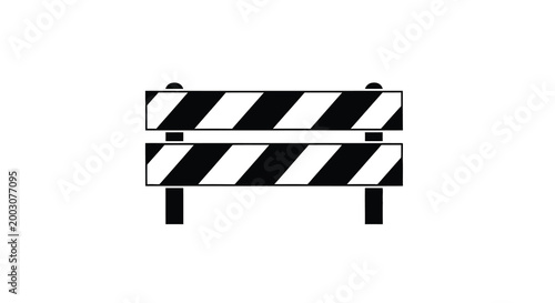 Road barrier icon black and white striped construction sign