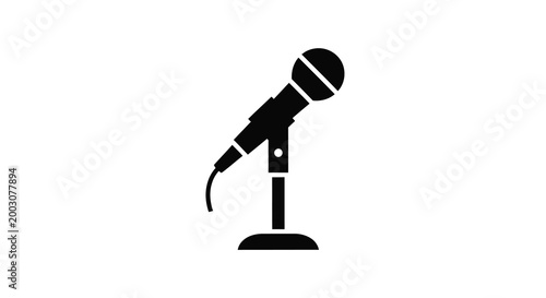 Microphone icon black silhouette on white background