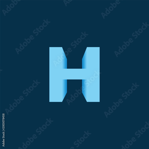 3D Folded Letter H Minimal Typography Design