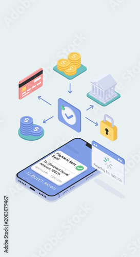 Seamless digital payment processing with secure mobile transactions and financial institution integration for a modern user experience