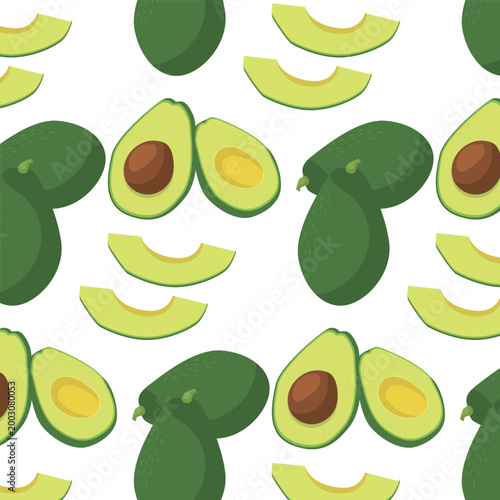 Avocado and banana seamless pattern background
