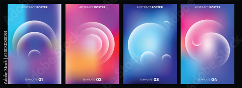 Set of four modern abstract poster templates with vibrant colorful gradients