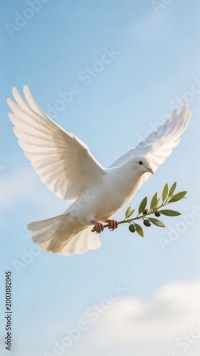white dove flying with olive branch
