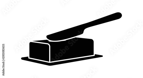 Black silhouette of a butter dish with a knife