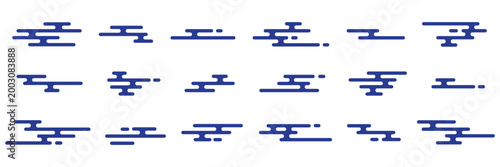 set of abstract geometric Chinese clouds, vector Traditional asian Japan liquid line cloud shape pattern collection, element icons, new year design cards, poster, banner, pattern