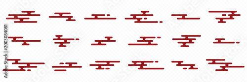 set of abstract geometric Chinese clouds, vector Traditional asian Japan liquid line cloud shape pattern collection, element icons, new year design cards, poster, banner, pattern