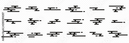 set of abstract geometric Chinese clouds, vector Traditional asian Japan liquid line cloud shape pattern collection, element icons, new year design cards, poster, banner, pattern