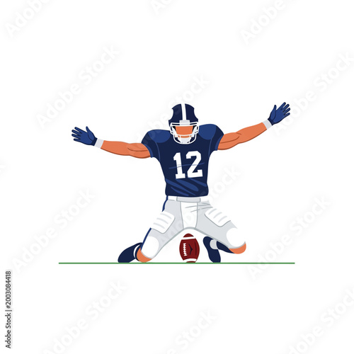 American Football player celebrating with a knee slide Vector