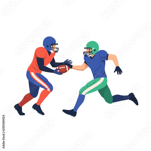 American Football Player hand off to running back Vector