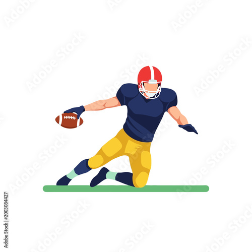 American Football Player performing a low sliding block Vector