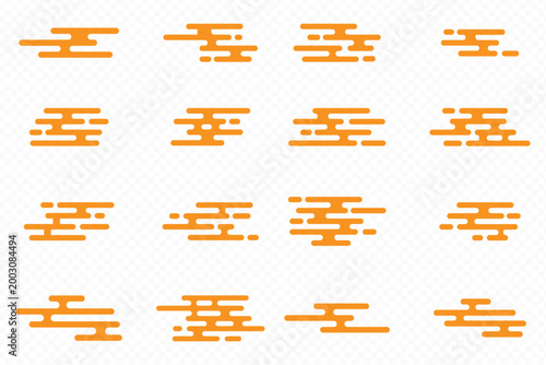 Clouds Chinese and japanese style collection. Ornament oriental elements for asian or asean style cloud new year card or mid autumn festival. Set of cartoon cloud flat design. Vector Illustration