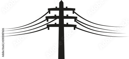 Obraz na plátně Utility Pole Silhouette Vector – Electrical Infrastructure and Power Line Icon