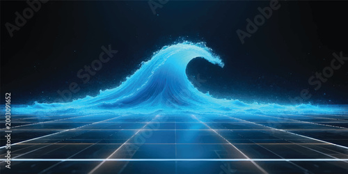 A mesmerizing abstract blue fractal backdrop featuring glowing star patterns and dynamic light waves that evoke the power and energy of advanced technology and virtual reality
