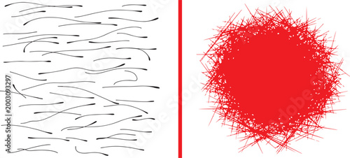 Abstract conceptual vector illustration of sperm cells and egg cell isolated on white background