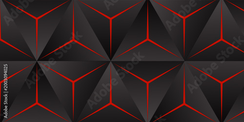 Black polygon red light futuristic technology design Vector illustration abstract background
