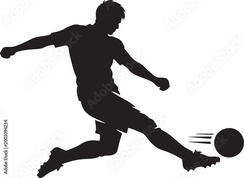 player shooting goal with strong posture silhouette