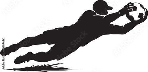 goalkeeper diving to save ball silhouette