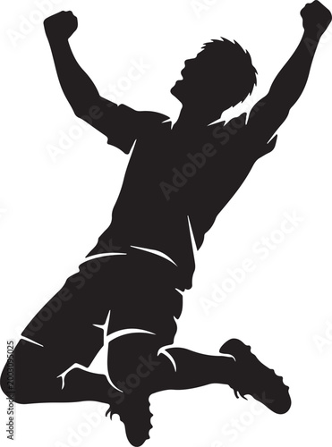 player celebrating victory pose silhouette