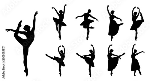 Elegant ballet dancers silhouette collection a graceful display of artistic movement and form
