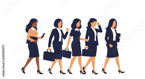 Group of Business Women Walking Together.