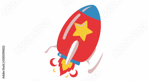 Red Rocket Ship with Star.
