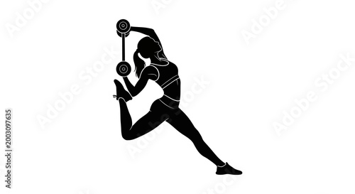 Dynamic silhouette of a woman exercising with resistance bands fitness and strength training