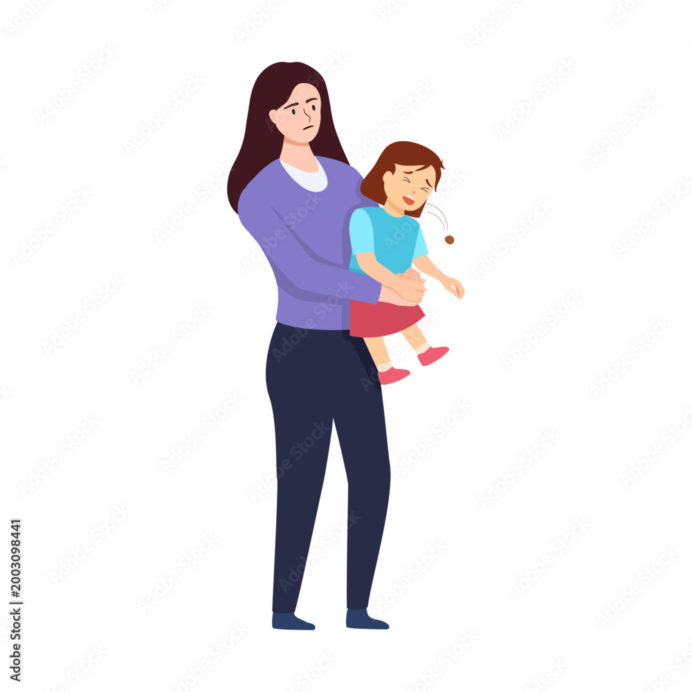 Fototapeta premium First aid choking kid on white background illustration