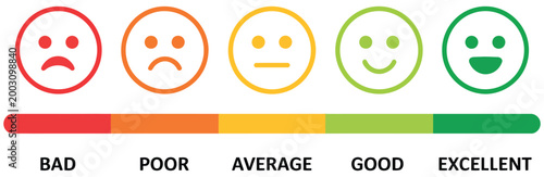 Feedback rating scale with emoticons vector illustration