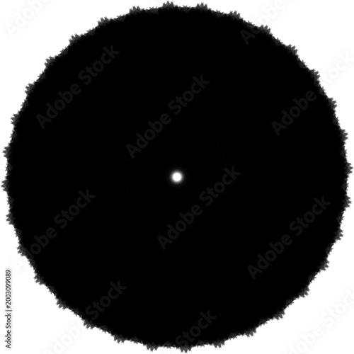 Abstract Black Fractal Sun Silhouette with Glowing White Center